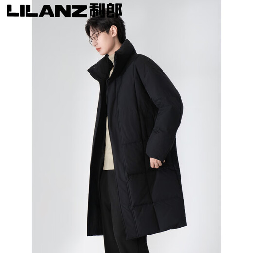 Lilang Autumn and Winter 90 White Duck Down Down Jacket Men's Medium Long 2025 New Coat Style Stand Collar Windbreaker Warm Jacket Black M