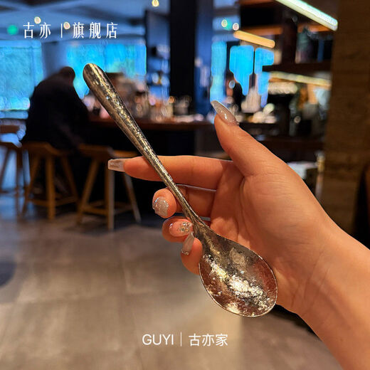 A really rare spoon for picking up cats, pure titanium table spoon, mildew-proof drinking spoon, outdoor convenient spoon, dessert spoon, pure titanium crystallized ice flower table spoon, 2 pieces