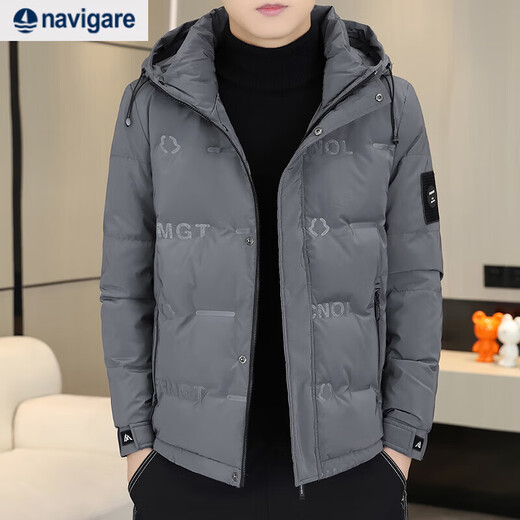 Navigare Italian small sailing down jacket men's winter new casual light tops hooded thickened warm short men's black 4XL