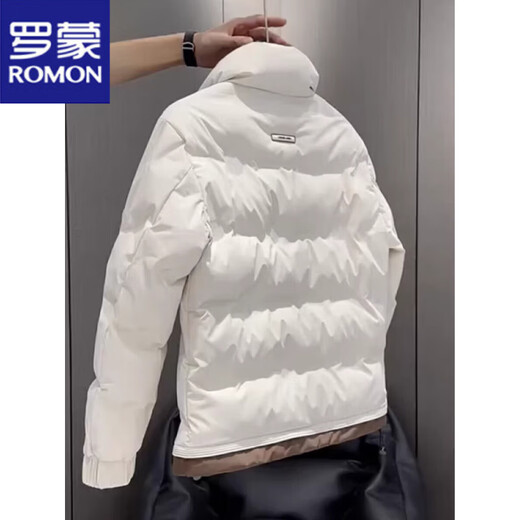 Luo Meng короткий пуховик мужской осенне-зимний утолщенный модный бренд красивый модный воротник-стойка повседневная белая рабочая куртка на утином пуху 2335 метров белый воротник-стойка стиль M рекомендуется 100-115 Jin Jin равен 0,5 кг