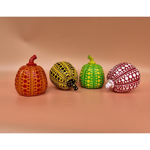 Yayoi Kusama Pumpkin Ornament Sculpture with dense polka dots, 16x18cm, yellow and black, low price, rechargeable model, mind buying with caution