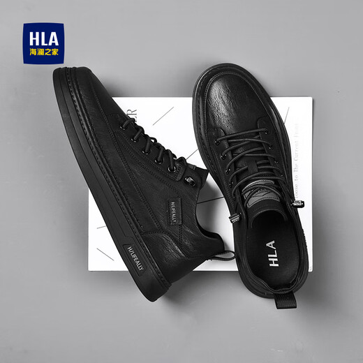 
HaiLan Home (HLA) Men's Shoes Summer 2025 New Classic Board Shoes Breathable Business Casual Leather Shoes Fashionable and Evergrande Shoes Men's Black 42