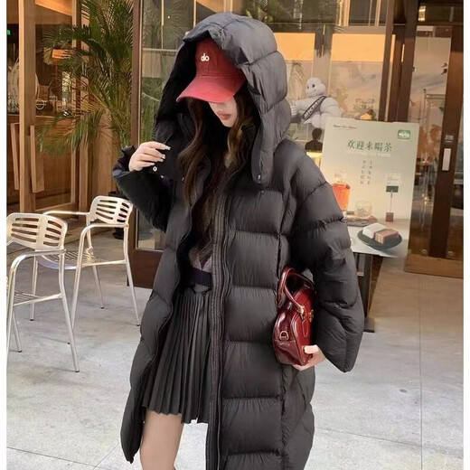 Woodpecker (TUCANO) 90 long loose down jacket 2025 goose down new winter warm Korean style fashionable slim hooded thickened jacket milk blue (super good-looking) S recommended 100-130Jin Jin equals 0.5 kg