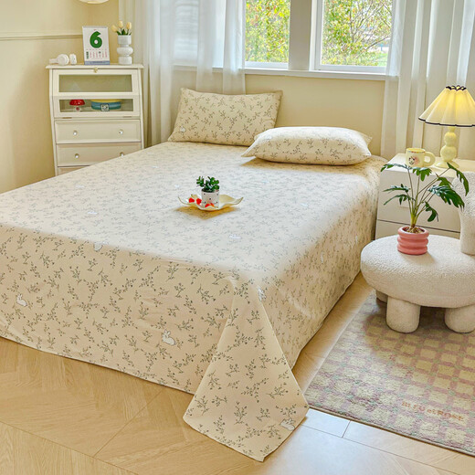 Fazeya Hengyuanxiang Group Class A bed sheets 200x230cm double-layer gauze tatami bed cover for home dormitories, suitable for all seasons, Magnolia Rabbit, soft and comfortable, suitable for all seasons, single sheet + pillowcase/pair 120cm*230cm