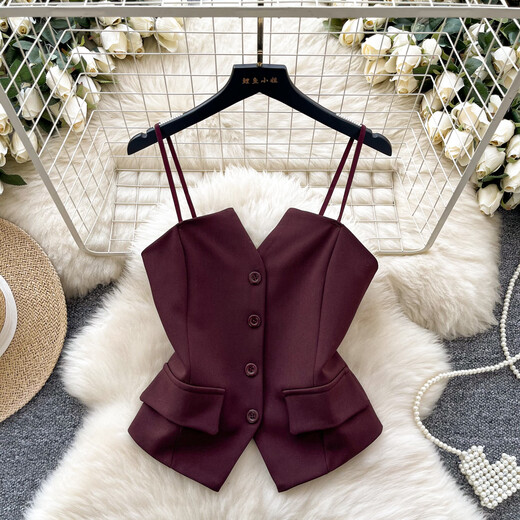 European and American style light luxury and high-end strap tube top for women, slim temperament design, niche royal lady, red, one size fits all