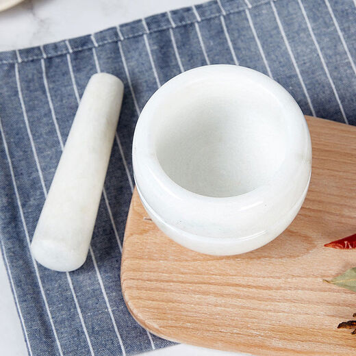 Hechen Home Furnishing Home Creative Garlic Pounder Stone Mortar Marble Garlic Jar Grinder Household Manual Garlic Pounding Jar Garlic Masher Small Garlic Press White Jade