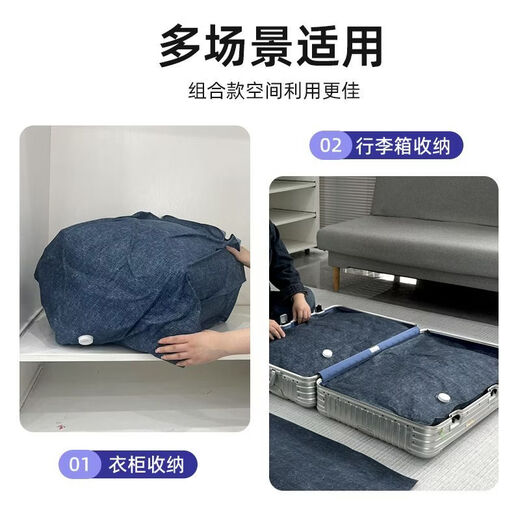 Wing Fantasy upgraded thickened Oxford cloth vacuum compression bag three-dimensional dormitory clothing wardrobe luggage dust-proof quilt storage bag 3 three-dimensional extra large 5 flat extra large denim blue Oxford cloth compression bag electric pump package