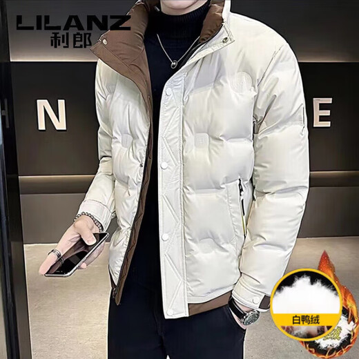 LILANZ легкий пуховик мужской зимний 2025 высококачественный красивый короткий воротник-стойка утолщенный теплый белый утиный пуховик черный L