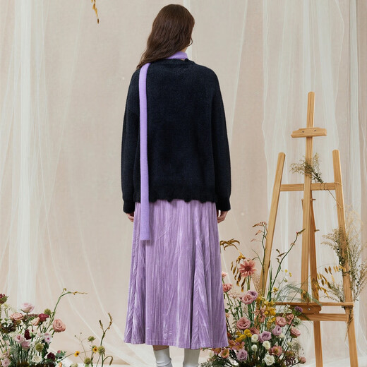 Two or Three Things Skirt Winter 2026 New Purple A-Line Skirt Women's Velvet Versatile Long Skirt Twilight Old Dream Purple-y L