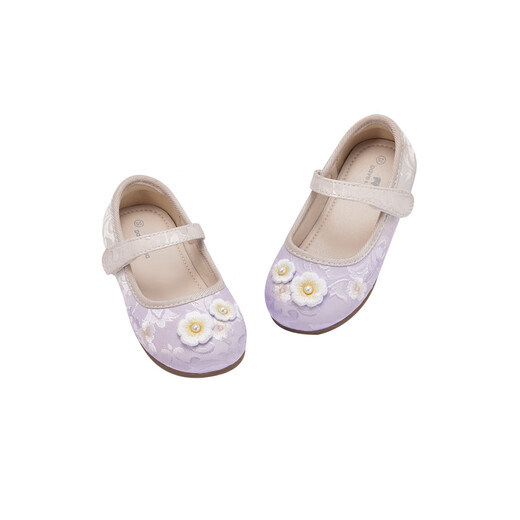 DAVE&BELLA Girls' Leather Shoes Chinese Style Children's Hanfu Shoes 2026 Spring New Baby Girls' Shoes Children's Casual Shoes Gradient Purple Ready Stock 21