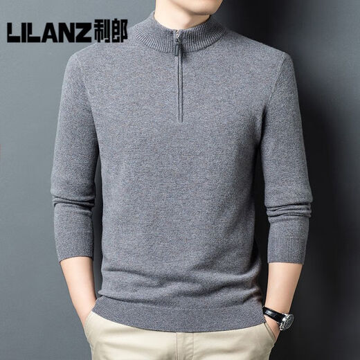 LiLang Fashion Casual Men's New Knitted Wool Sweater Autumn and Winter Half Turtle Collar Pullover Long Sleeve Bottoming Sweater Thick Black Red Thick L (110) (Recommended 115-135 Jin Jin equals 0.5 kg)