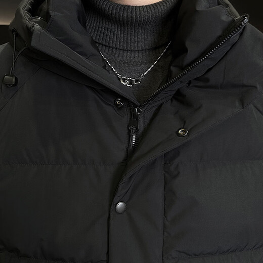 Snow Flying (SNOWFLYING) high-end brand down jacket men's 2025 new hooded plus velvet thickened cold-proof casual jacket solid color versatile trend black