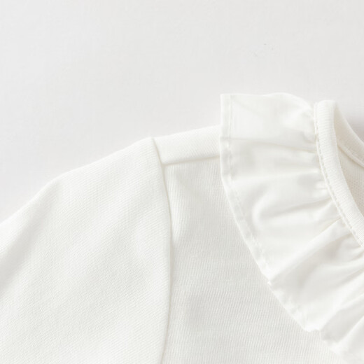 DAVE&BELLA 2026 spring new children's long-sleeved T-shirt pure cotton girls' tops sweet children's bottoming shirts baby girl clothes white ready stock 110 cm (recommended height 100-110cm)