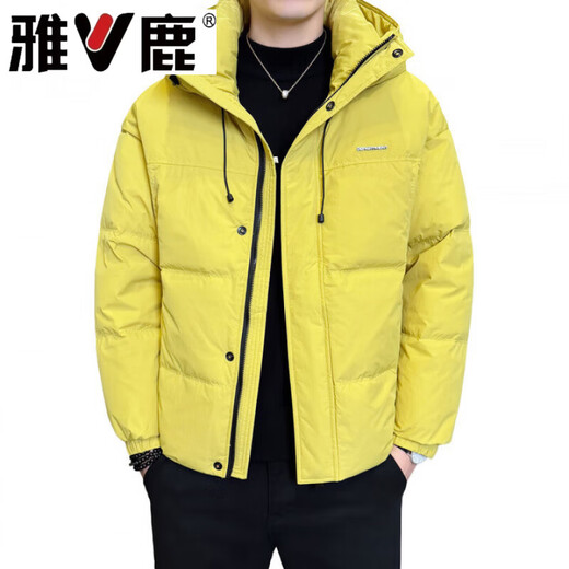 雅鹿2026冬季新款男士微胖宽松连帽新国标防风御寒90白鸭绒服保暖潮流 米灰色 L