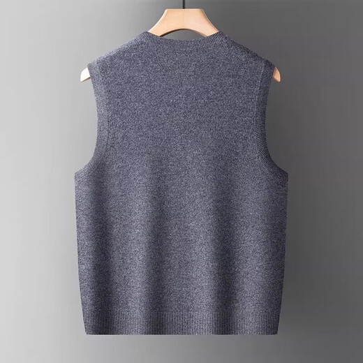 XJSGS international luxury high-end brand woolen sweater vest men's autumn and winter waistcoat V-neck daddy vest middle-aged and elderly high-end black and red ready stock winter style M /170/88A