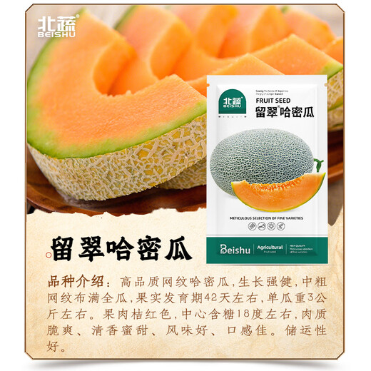 Beishu Melon Seeds Emerald Rock Sugar Seeds Croissant Honey White Sand Honey Spring Cantaloupe Seeds Beishu Liucui Hami Melon Seeds 100 capsules