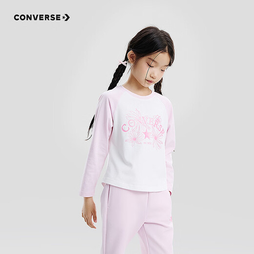 Converse Girls' Raglan Sleeve Long T2026 Spring New Moisture-Absorbent Breathable Children's Soft and Comfortable Top
