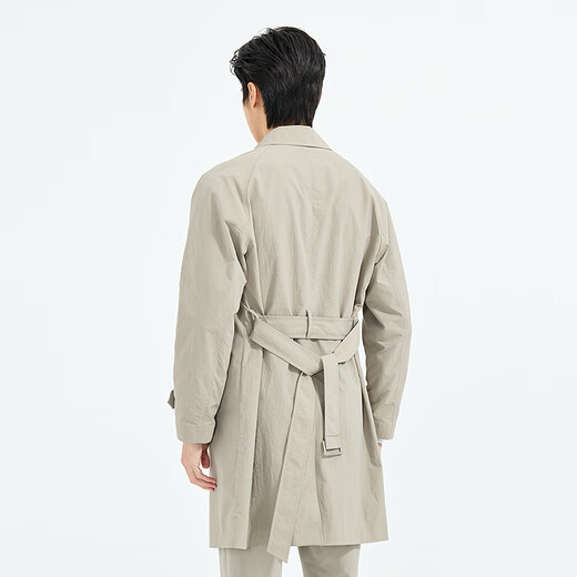 LiLang Light Fashion Men's Wear, Shopping Mall Same Style, Windbreaker Men's Slightly Wrinkled Texture, Elastic, Easy-Care Long Commuting Jacket, Khaki Gray (1K) M (165)