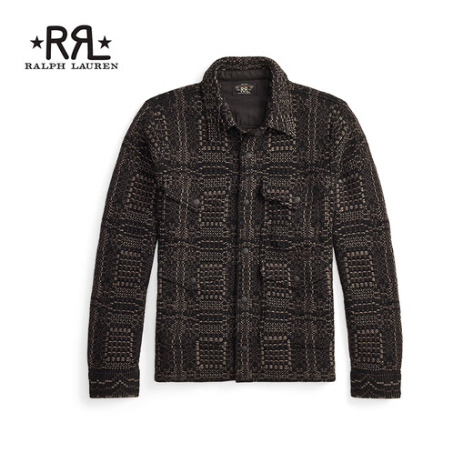RRL Men's 26 Spring Jacquard Knitted Wool Shirt-Sweater Jacket RL95621 001-Multicolor S