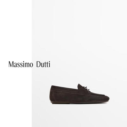 Massimo Dutti Spring New Product 2026 Women's Shoes Retro Brown Leather Loafers Boat Shoes 11520750 Brown 37 (240/85)