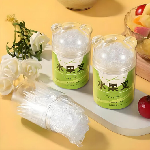 DNX fruit fork disposable fork and spoon canned portable storage transparent thickened fork household commercial food grade fruit picks love fork bag 200 pieces