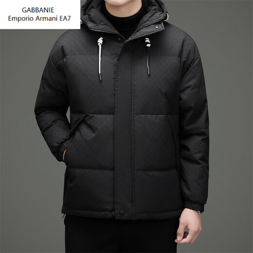 Emporio Armani EA7 Armani 2026 new down jacket men's winter jacket hooded thickened white duck down handsome Korean version trendy brand protection black M