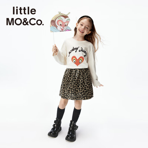 Little MO&Co. Sansan same style, Havoc in Heaven co-branded series little moco children's clothing 26 spring children's antibacterial pure cotton long sleeves off-white antibacterial 110 110/56