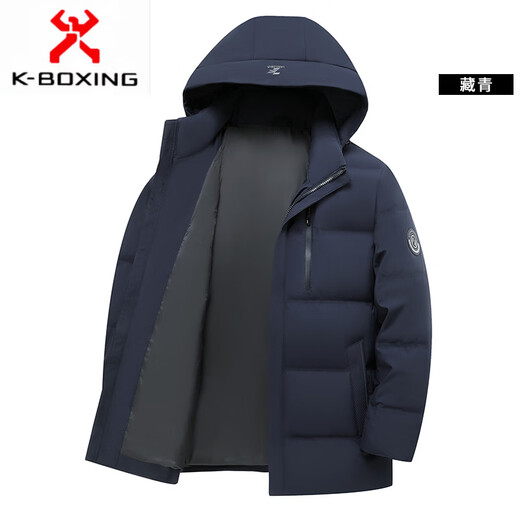 KBXNG Jinba men's hooded down jacket winter new white goose down stand-up collar warm jacket middle-aged dad wear cold-resistant thick 04678 Khaki 3XL 190/56