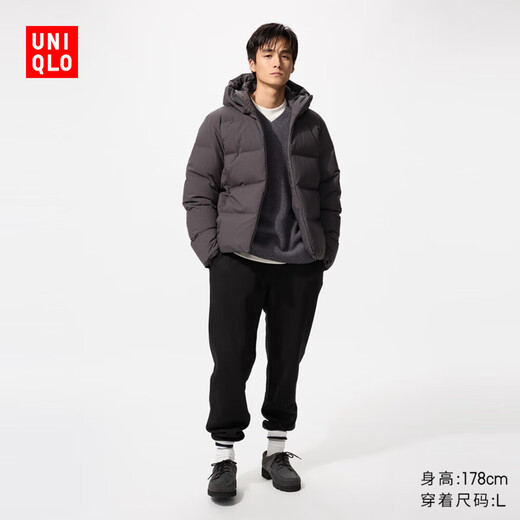 Uniqlo men's HEATTECH imitation sherpa sports trousers casual regular style 25 autumn and winter new style 479787 09 Black L