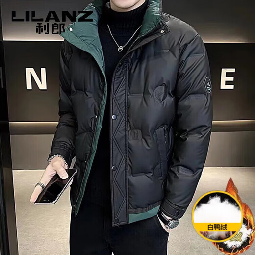 LILANZ легкий пуховик мужской зимний 2025 высококачественный красивый короткий воротник-стойка утолщенный теплый белый утиный пуховик черный L