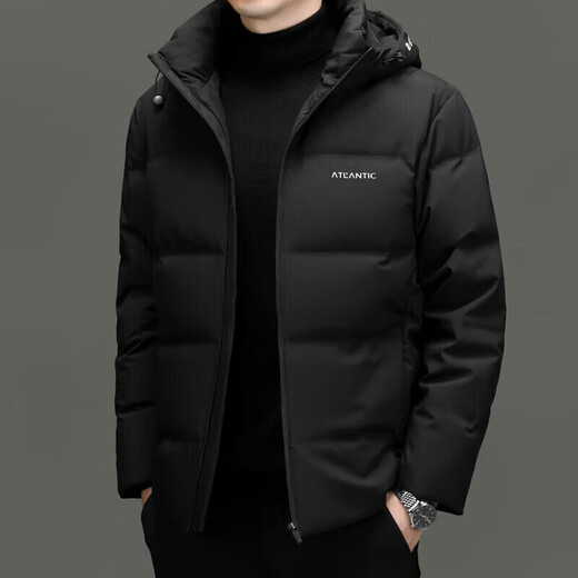 LILANZ men's new winter white duck down short hooded down jacket for young and middle-aged people casual warm thickened jacket trend light blue L 175 (recommended 115-130 Jin Jin equals 0.5 kg)