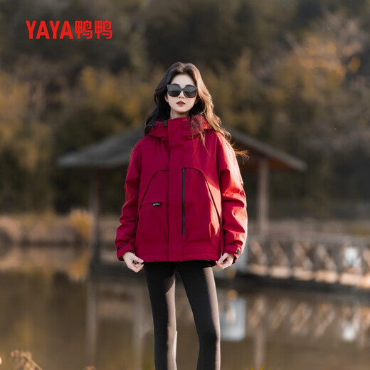 YAYA down jacket for men and women short 2025 winter new fashion outdoor workwear hooded windproof thickened warm jacket YX blue 3XL (190/104A)