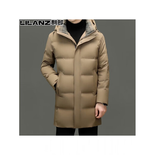 LILANZ Men's Mid-Length Down Jacket Winter New Fashionable Thickened Warm and Coldproof Jacket for Young and Middle-aged Men Black 14XL (190)