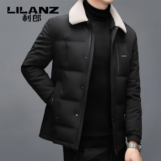 LILANZ мужской короткий пуховик для молодых и средних лет 90, белый утиный пух, утепленный, теплый, для папы морозостойкая хлебная куртка, черный M