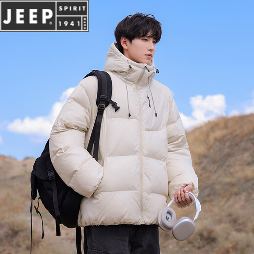 JEEP SPIRIT New 90 White Duck Down High-Filled Down Jacket Men's Winter Extremely Cold Thickened Hooded Bread Jacket Trend Orange L