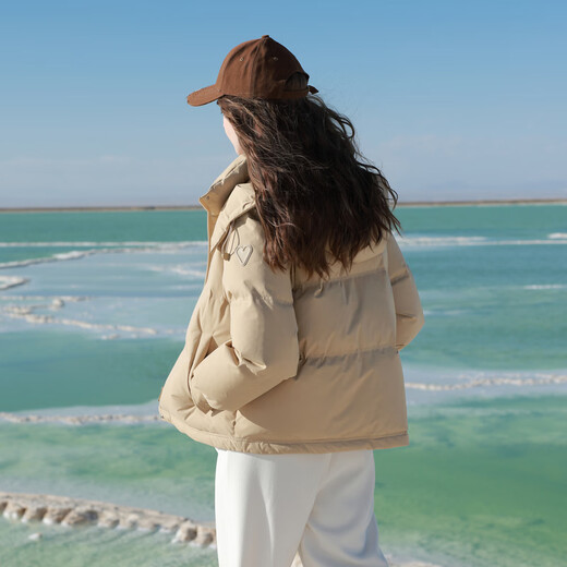 Sancai-Chaqueta de plumón corta con cuello levantado para mujer, chaqueta de pan con plumón de pato blanco, chaqueta holgada y cálida, novedad de invierno 2025