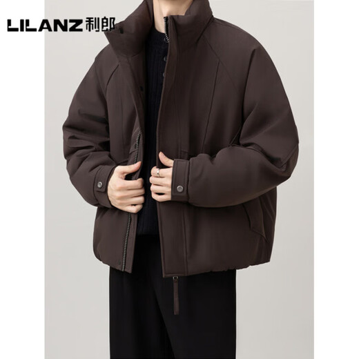 LILANZ official 90 velvet three-dimensional tailoring fashion workwear stand-up collar down jacket men's winter new casual thickened and warm men's clothing, sauce purple, velvet content 90% - flagship model M (71g filled with velvet)