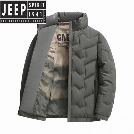JEEP SPIRIT男士冬季短款羽绒服立领冬装中年休闲潮爸爸装保暖外套 黑色 L 【体重90-110斤】