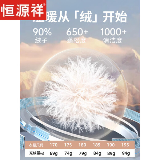 恒源祥轻奢中老年男士羽绒服冬季轻薄保暖外套爸爸装2026新款百搭上衣 雾霾蓝 M 170 【适合95斤-115斤】