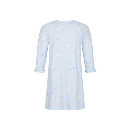 AIMER KIDS Girls' Breast Antibacterial Three Quarter Sleeve Nightgown Big Eared Dog Cartoon IP Co-branded Big Eared Dog Good Night 90 (19-28Jin Jin is equal to 0.5kg)