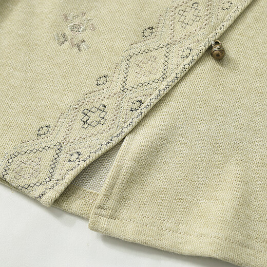 Fireworks perm national style design bottoming shirt women's sweater spring 2026 new temperament embroidered top JY Su Wan yellow green S