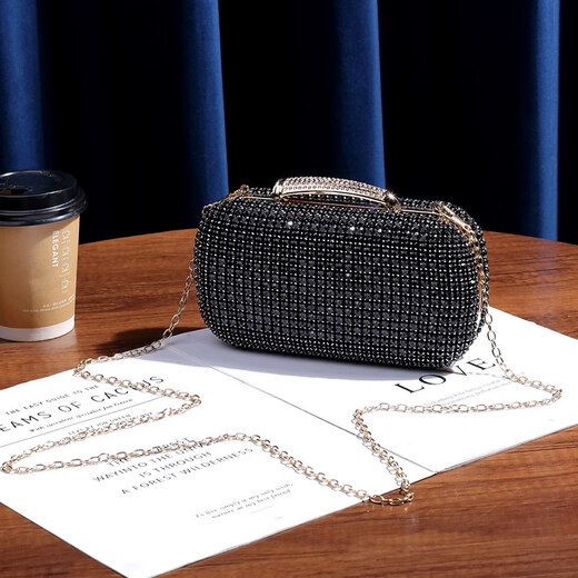 Aoyanlai temperament dinner bag, evening dress, versatile banquet diamond-encrusted cross-body bag, ladylike dress clutch bag for women, gold - diamonds on both sides_red envelope for mobile phone