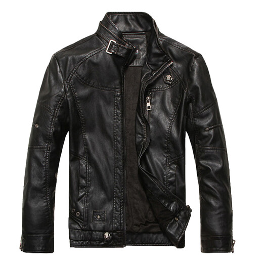 胖东来海宁机车男皮衣男春秋季皮外套男士皮夹克加胖东来同款 01款黑色 L (建议130145斤)