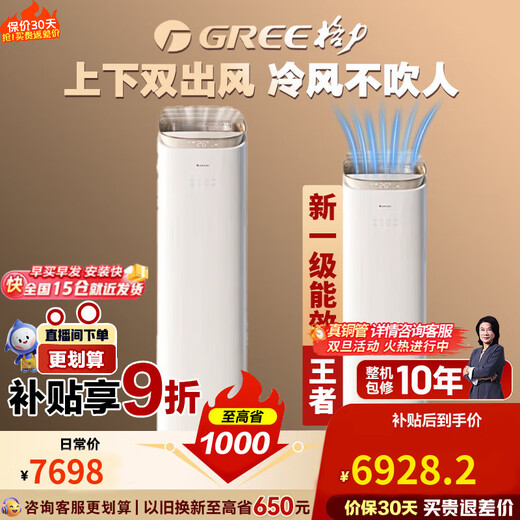 格力（GREE）空调 【国家补贴20%】 王者/京致  3匹/2匹一级能效 衡温智控科技 高温自清洁 客厅立式圆柱柜机 2匹 一级能效 王者- 风不吹人 高端系列柜机