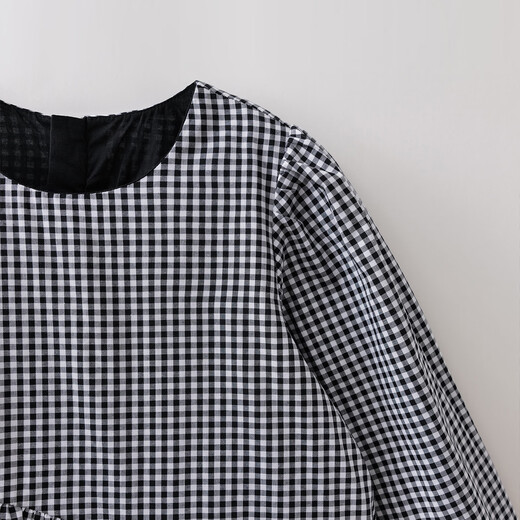 MARC&JANIE Mark Jenny literary plaid girls' lace dress children's skirt 2026 spring new style 560196 black plaid 110 (recommended height 101-110)