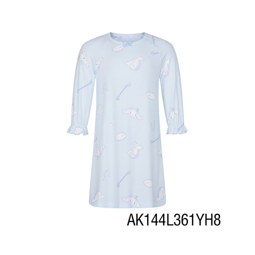 AIMER KIDS Girls' Breast Antibacterial Three Quarter Sleeve Nightgown Big Eared Dog Cartoon IP Co-branded Big Eared Dog Good Night 90 (19-28Jin Jin is equal to 0.5kg)