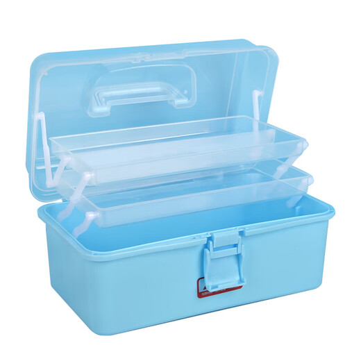 Three-layer folding tool box art student storage box household large-capacity storage box multi-layer plastic box with handle three-layer tool box extra large white