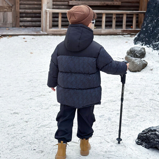 HAL.DUCK Down Jacket Boys' Cotton Jacket Winter Thickened Giant Warm Children's Cotton Jacket 2026 New Boy Handsome Young Master Winter Cotton Jacket Black Cotton Thickened 100 cm (Recommended Height Around 95)