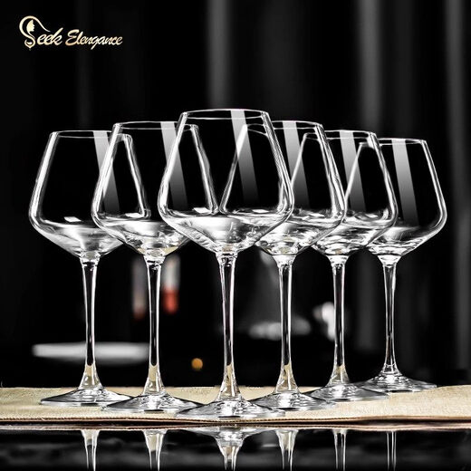 Jingyan European light luxury high-end red wine glass set decanter crystal burgundy goblet wine glass home set 450ml transparent red wine glass 6 pieces + 8-shaped cup 1