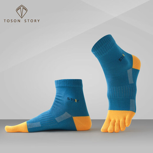 Tangcheng Story Five Toe Socks Men's Spring and Autumn Trendy Waist-Colored Cotton Sports Sweat-Absorbent and Breathable Men's Mid-Tube Split Toe Socks 6 Colors_Pack 6 Pairs M (39-44)
